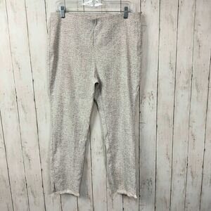 Alfani Women's Beige Abstract Print Fringed Hem Ankle Pants‎ Size 12